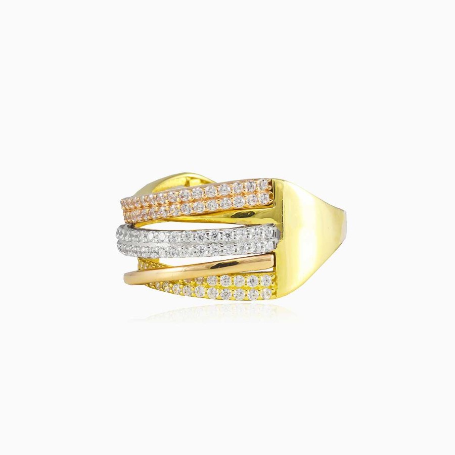 Woman Monte Cristo | Three-Color Gold Crystal Ring