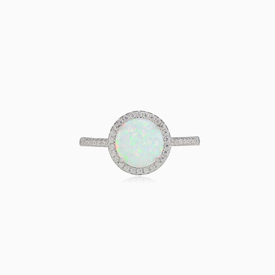 Woman Monte Cristo | Royal Round White Opal Ring