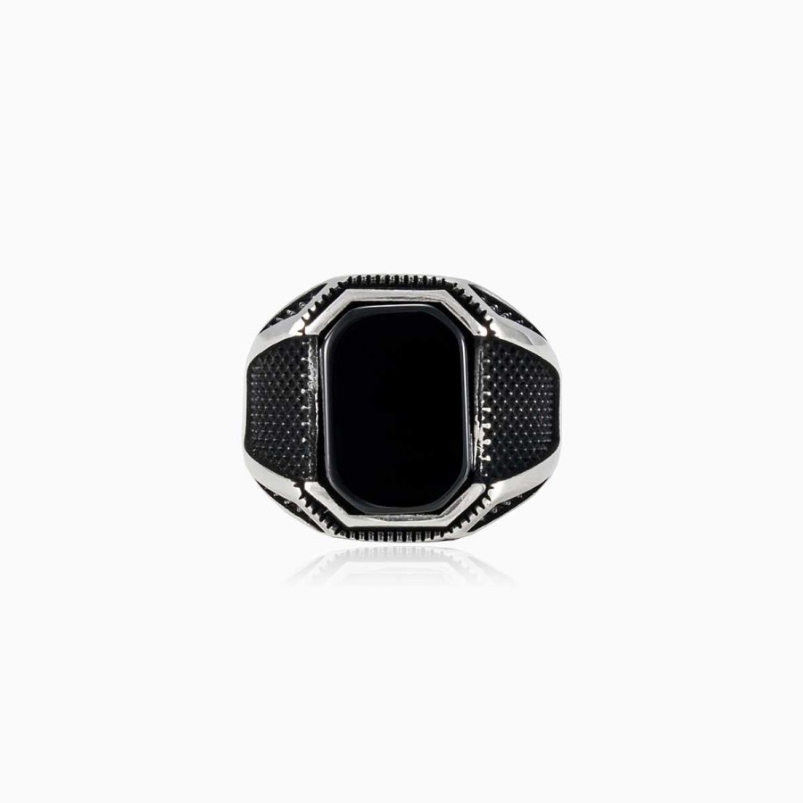 Man Monte Cristo | Oxidized Onyx Ring