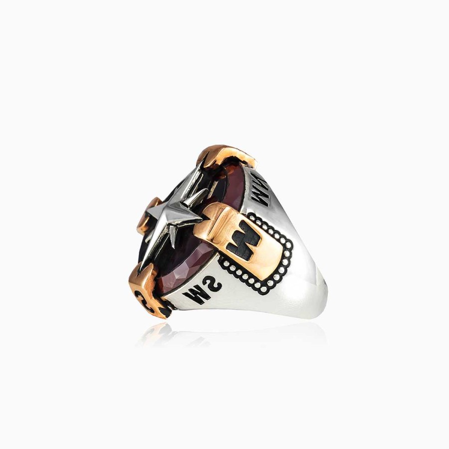 Man Monte Cristo | Red Agate Rose Wind Ring