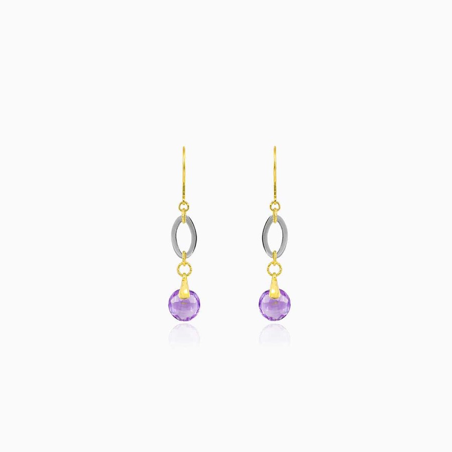 Woman Monte Cristo | Dangling Amethyst Gold Earrings