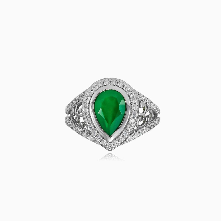 Woman Monte Cristo | Pear Oriental Jade Ring