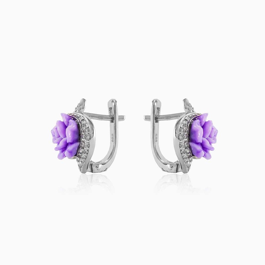 Woman Monte Cristo | Twisted Purple Rose Earrings