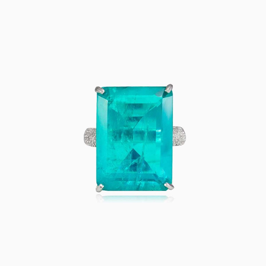 Woman Monte Cristo | Rectangle Tourmaline Paraiba Ring