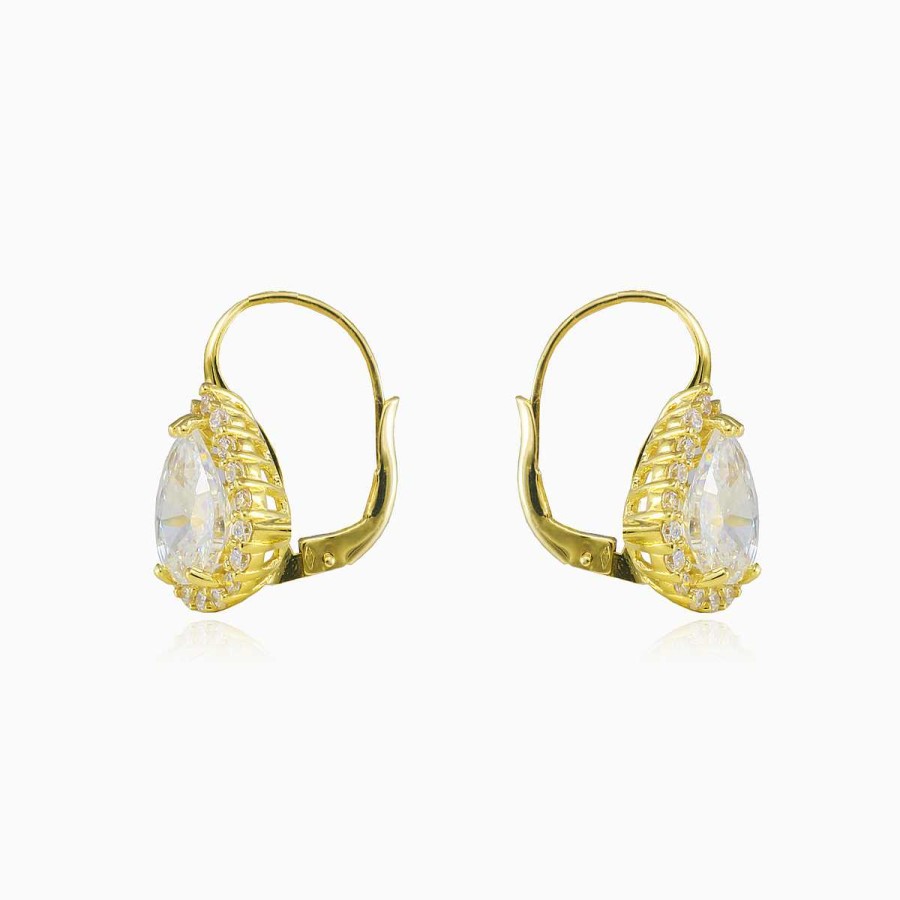 Woman Monte Cristo | Pear-Cut Crystal Yellow Gold Earrings