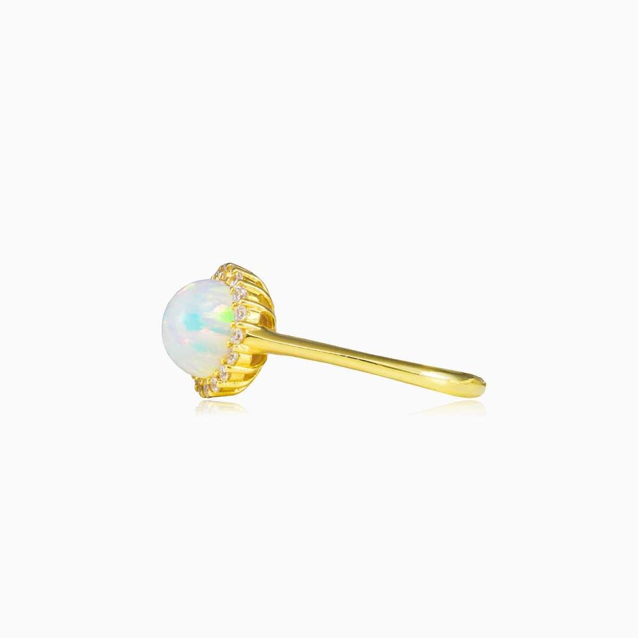 Woman Monte Cristo | Halo White Opal Gold Ring