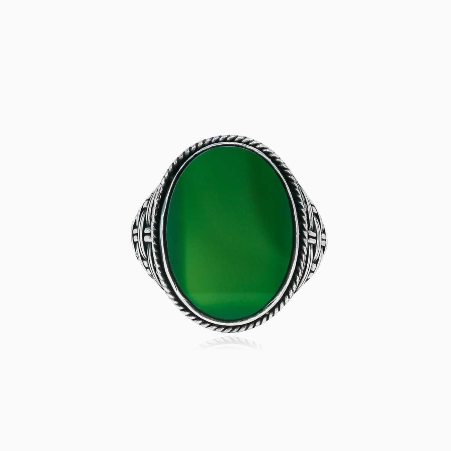 Man Monte Cristo | Threaded Oval Jade Ring