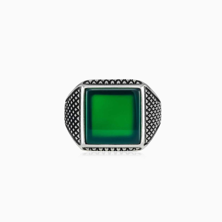 Man Monte Cristo | Silver Jade Ring