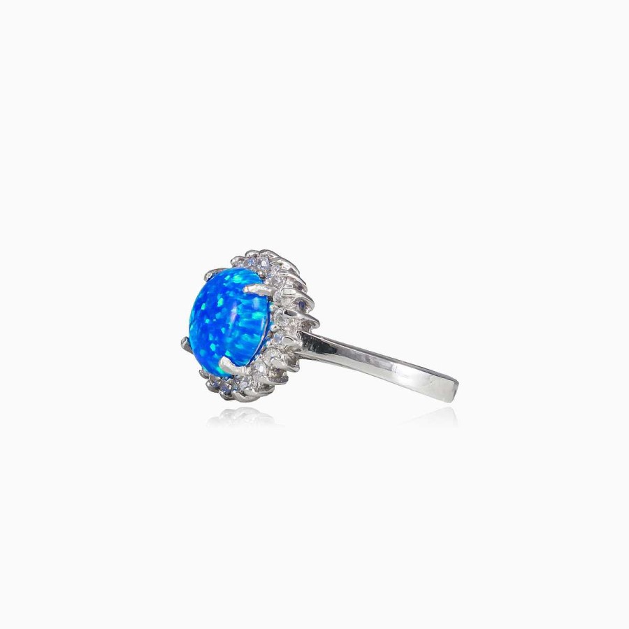 Woman Monte Cristo | Halo Round Blue Opal Ring