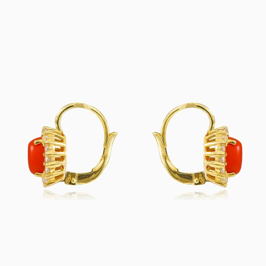 Woman Monte Cristo | Oval Coral Gold Earrings