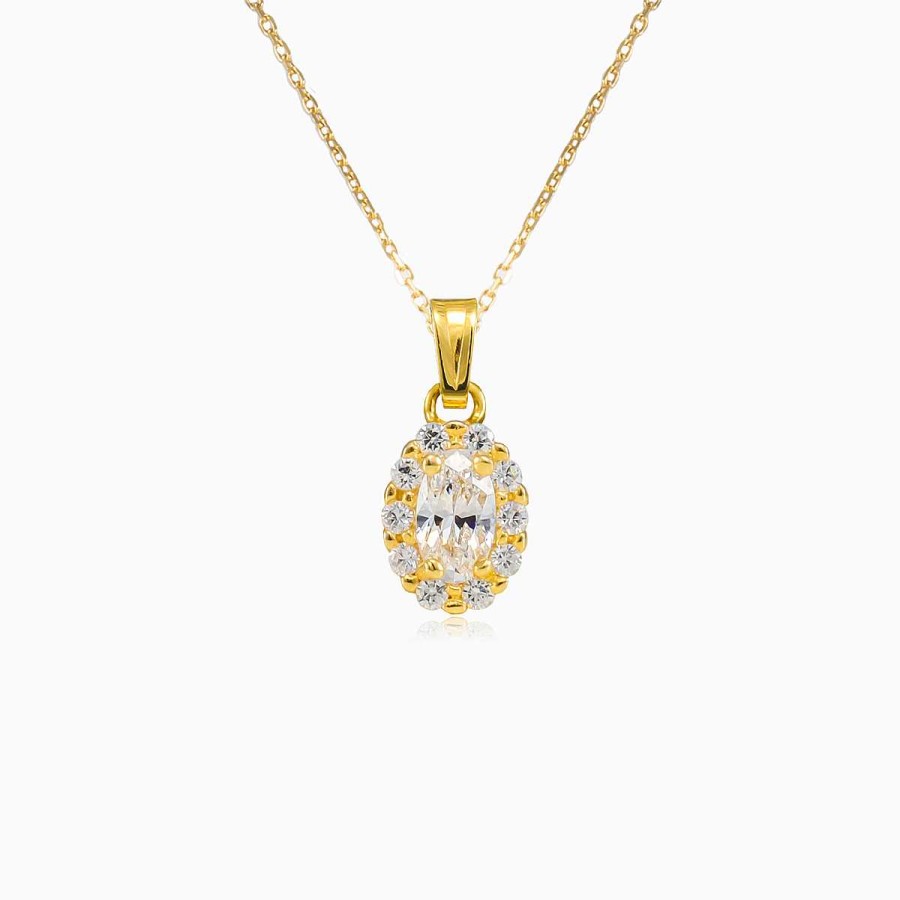 Woman Monte Cristo | Oval Crystal Gold Pendant