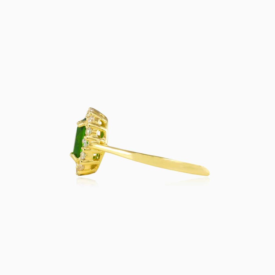 Woman Monte Cristo | Oval Green Quartz Halo Gold Ring