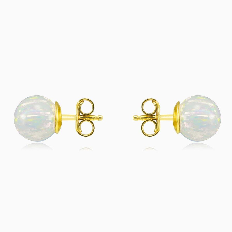 Woman Monte Cristo | White Opal Ball Gold Studs