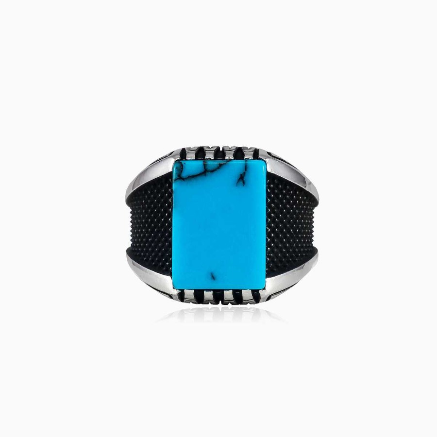 Man Monte Cristo | Rectangle Oxidized Turquoise Ring