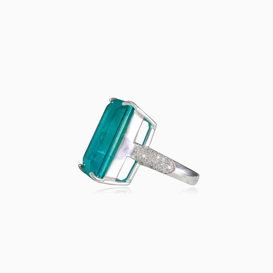 Woman Monte Cristo | Rectangle Tourmaline Paraiba Ring