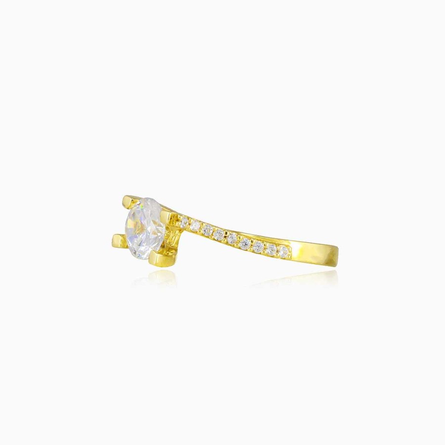 Woman Monte Cristo | Tilt Shiny Crystal Gold Ring