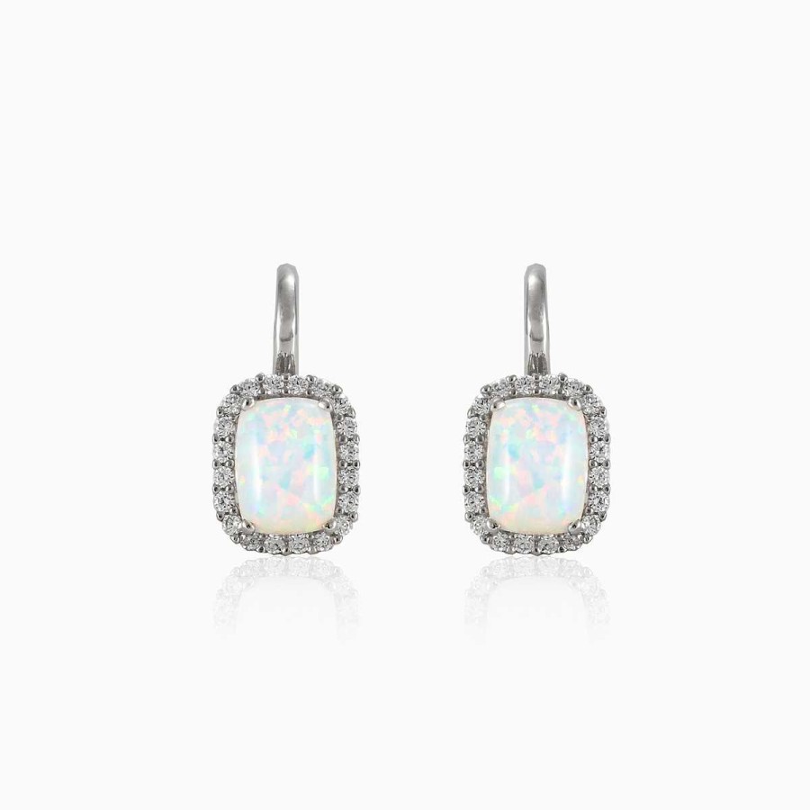 Woman Monte Cristo | Rectangle White Opal Earrings