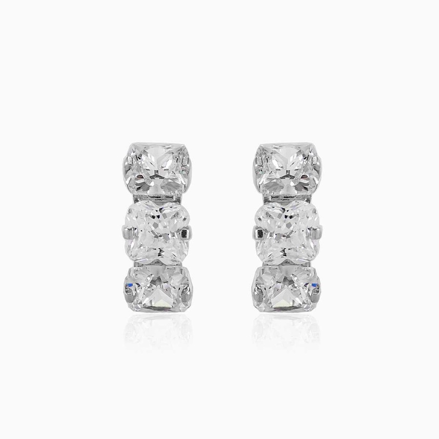 Woman Monte Cristo | Three White Crystal Earrings