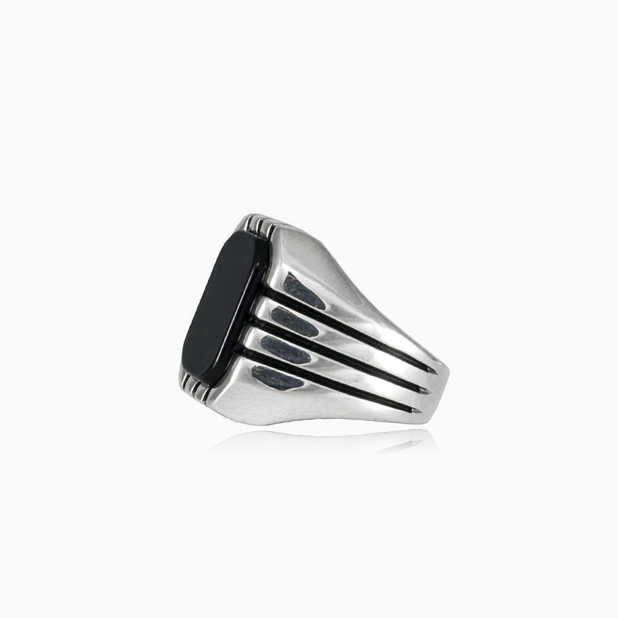 Man Monte Cristo | Rectangle Retro Onyx Ring