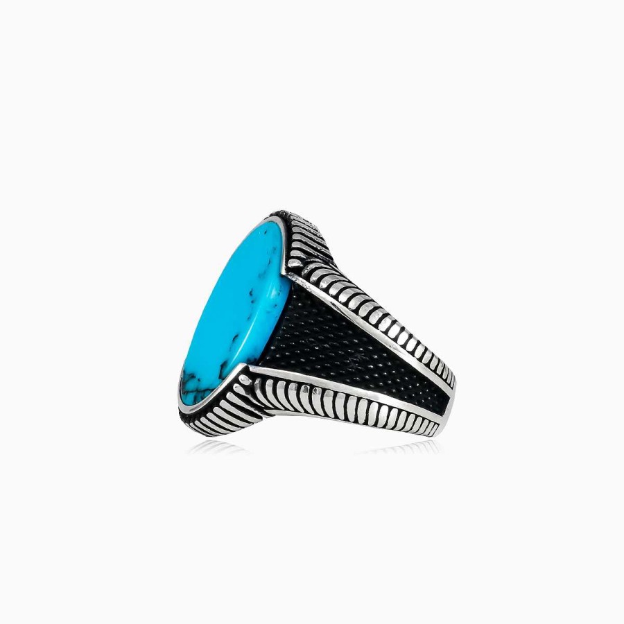 Man Monte Cristo | Oval Oxidized Turquoise Ring