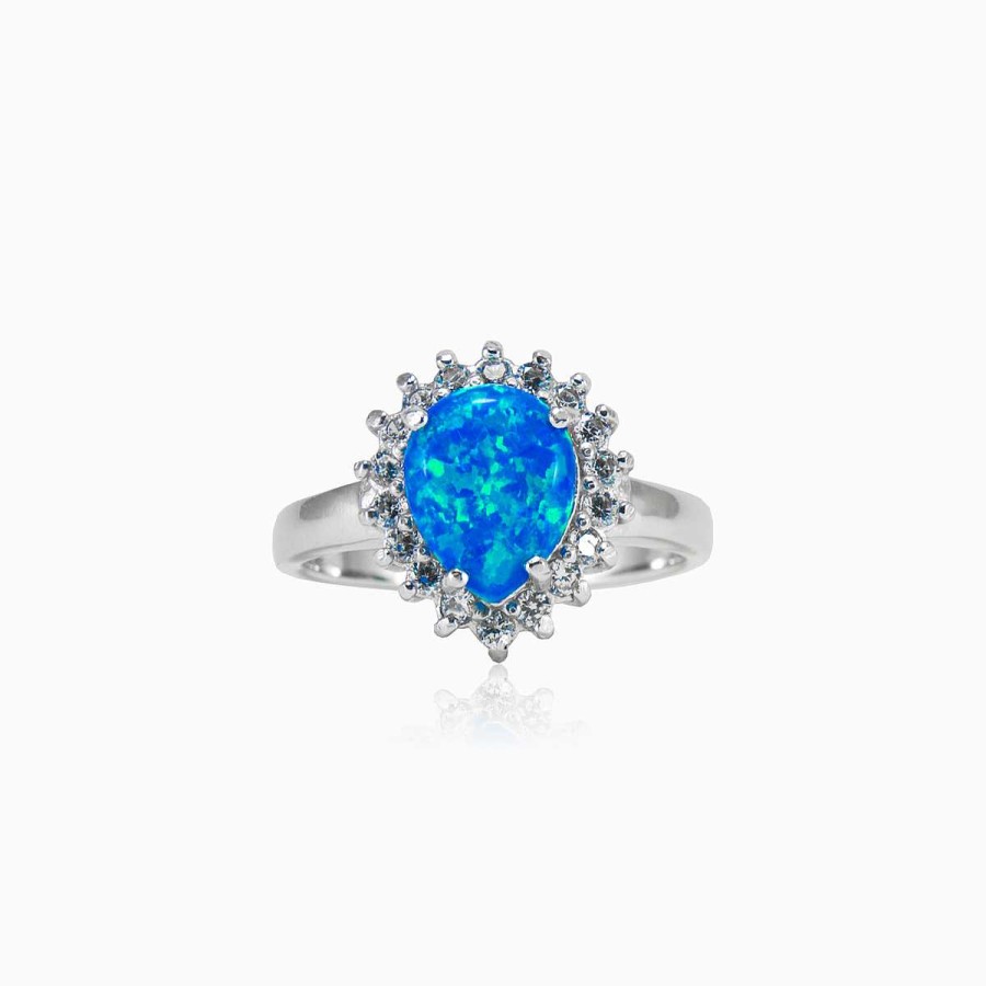 Woman Monte Cristo | Pear Blue Opal Ring