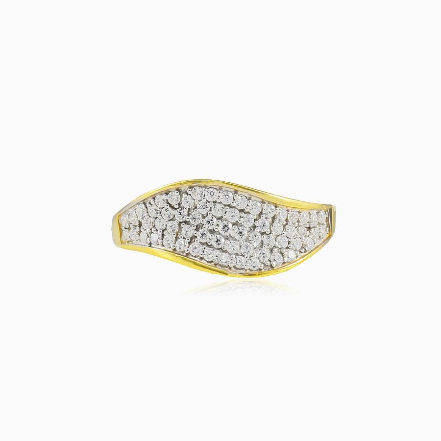 Woman Monte Cristo | Wave Gold Crystal Ring