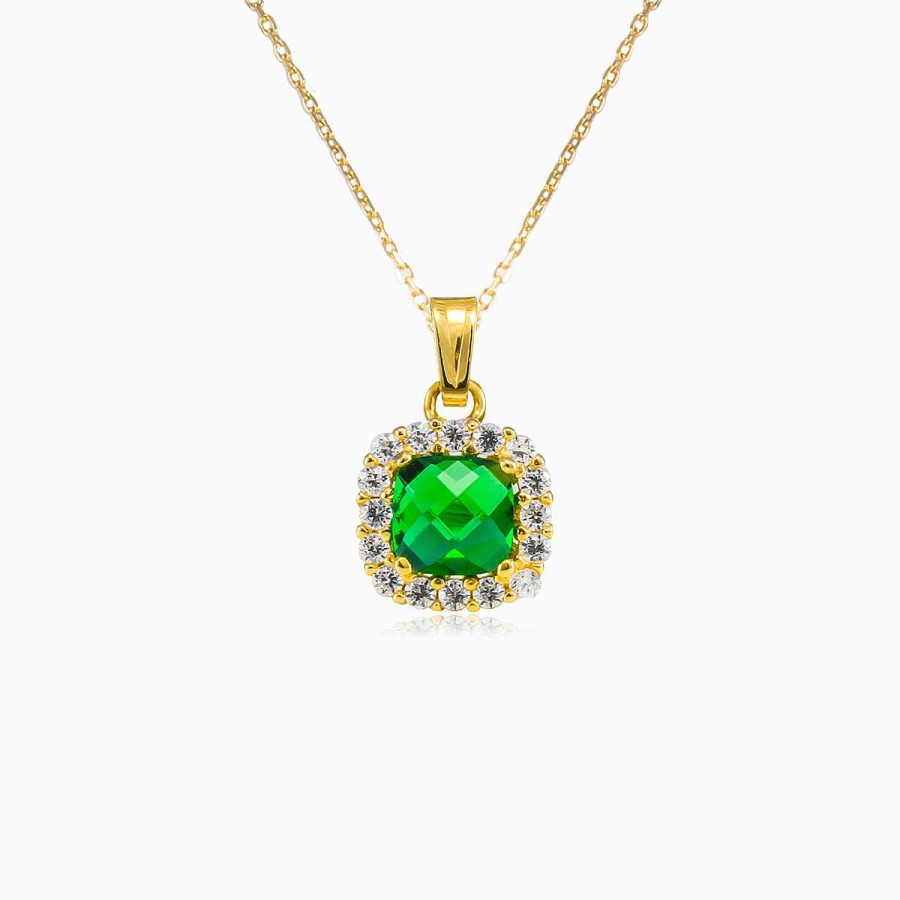 Woman Monte Cristo | Cushion Green Quartz Gold Pendant